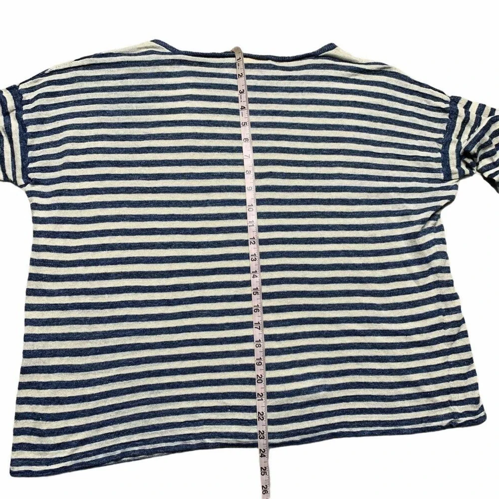 Ralph Lauren Polo Linen Striped Pullover Blue Gray - Picture 8 of 9